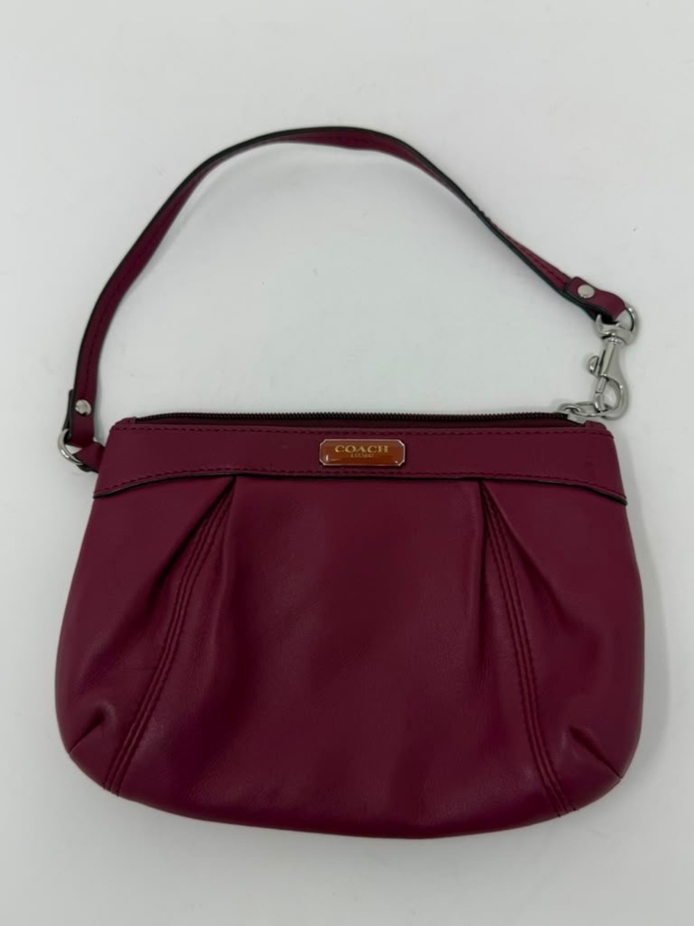 Coach Wine Pebbled Leather Wristlet